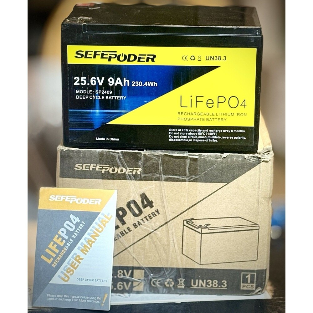 SEFEPODER 24V 9Ah LiFePO4 Lithium Battery 30A BMS Deep Cycle Rechargeable